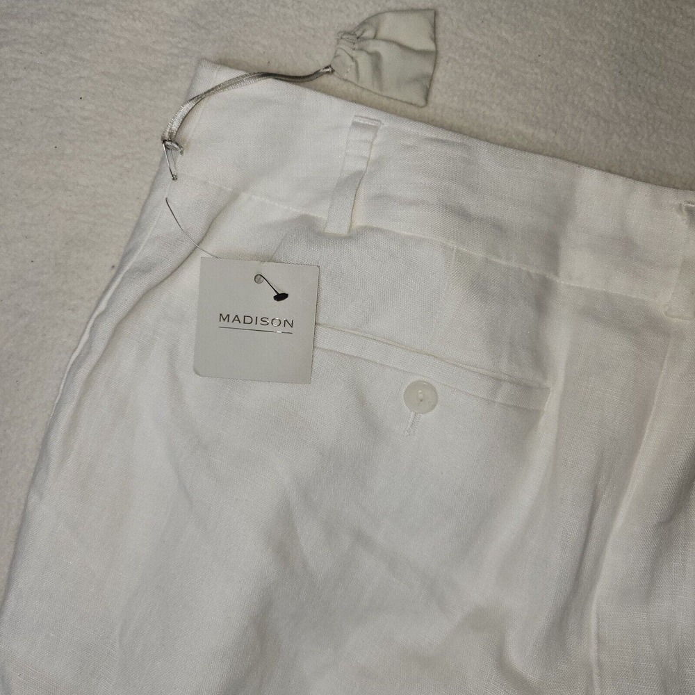 Madison Pants Womens Sz 12 - 36W x 30L White Boating Linen Beach Summer Cottage - Picture 16 of 16